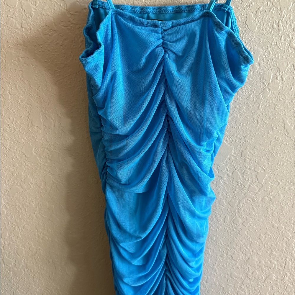 Vibrant Blue Ruched Dress